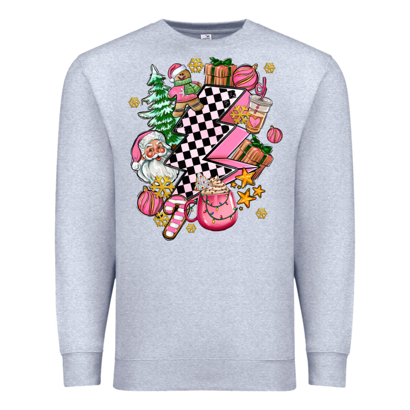 Pink Christmas Lightning Bolt Premium Sweatshirt by AdoDesignShop | Teevron