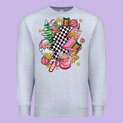 Pink Christmas Lightning Bolt Premium Sweatshirt Designed By Adodesignshop