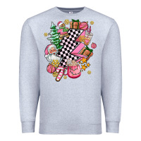 Heather Grey pink christmas lightning bolt Premium Sweatshirt - AdoDesignShop