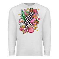 Oatmeal Heather pink christmas lightning bolt Premium Sweatshirt - AdoDesignShop