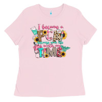 Bubblegum Pink i became a cna because your life is worth my time Ladies Tee - CowGirlArtShop