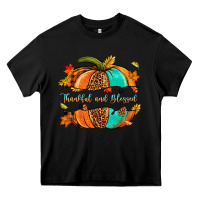 Black pumpkin thankful and blessed Heavy Core Tee - NancyCooperArtShop