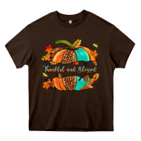 Chocolate Brown pumpkin thankful and blessed Heavy Core Tee - NancyCooperArtShop