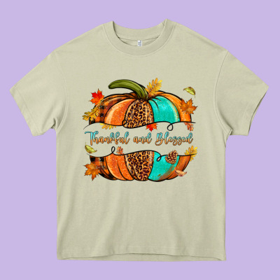 Pumpkin Thankful And Blessed Heavy Core Tee Designed By Nancycooperartshop