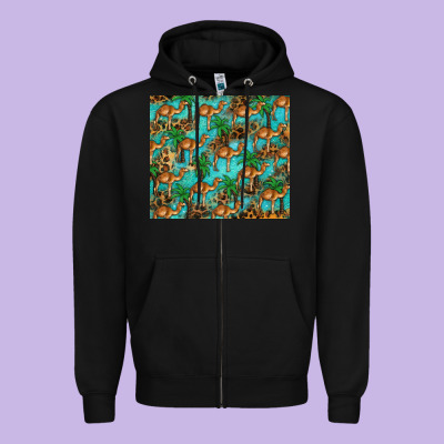 Camel Leopard Zipper Hoodie Designed By Barkaloodesign