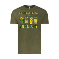 Vintage Olive All you need is coffee and lucky St. Patrick's Vintage Tee - HowdyJamesFarm