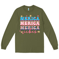 Army Green Merica vibes Long Sleeve Tee - FaDigitalArtStudio