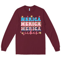 Burgundy Merica vibes Long Sleeve Tee - FaDigitalArtStudio