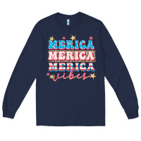 Navy Merica vibes Long Sleeve Tee - FaDigitalArtStudio