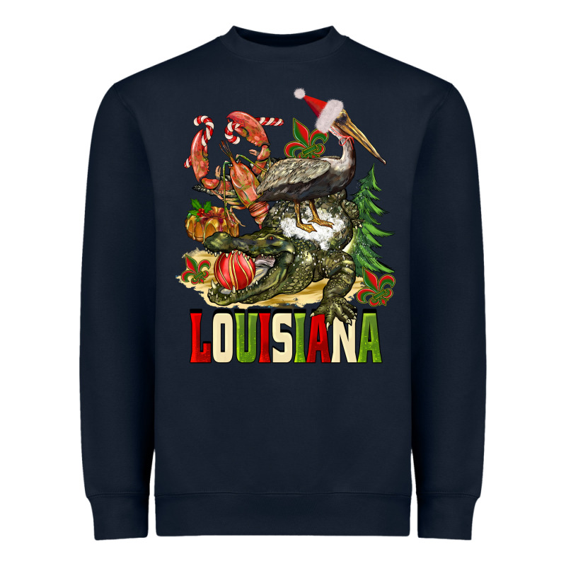 Christmas Louisiana Heavyweight Sweatshirt by BarkalooDesign | Teevron