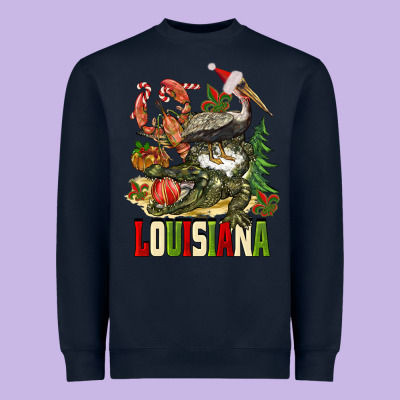 Christmas Louisiana Heavyweight Sweatshirt Designed By Barkaloodesign