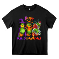 Black Happy Hallothanksmas Heavy Core Tee - NancyCooperArtShop