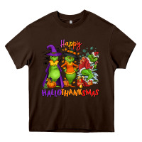 Chocolate Brown Happy Hallothanksmas Heavy Core Tee - NancyCooperArtShop