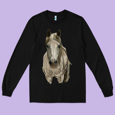 Horse Long Sleeve Tee Designed By Ranaportraitstore