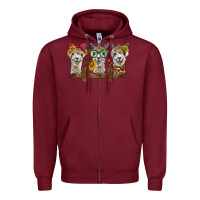 Burgundy 3 alpacas Zipper Hoodie - BarkalooDesign