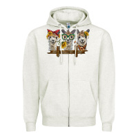 Oatmeal Heather 3 alpacas Zipper Hoodie - BarkalooDesign