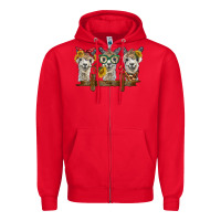 Red 3 alpacas Zipper Hoodie - BarkalooDesign
