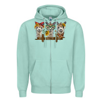 Seafoam 3 alpacas Zipper Hoodie - BarkalooDesign