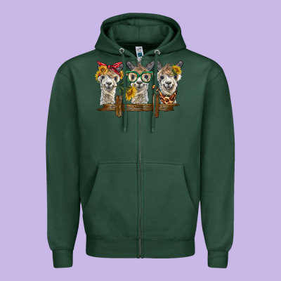 3 Alpacas Zipper Hoodie Designed By Barkaloodesign