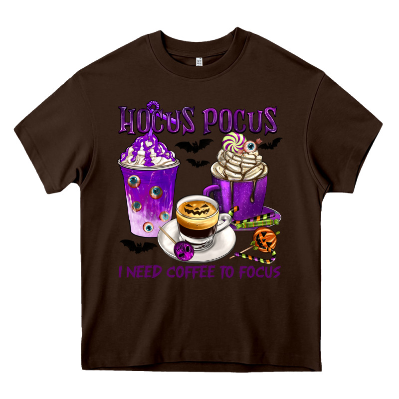 Hocus Pocus I Need Coffee To Focus Heavy Core Tee by texasbilliewilder | Teevron