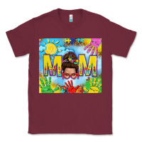 Burgundy Messy bun Autism mom 20oz skinny tumbler Classic Tee - TumblerDesignByShophia
