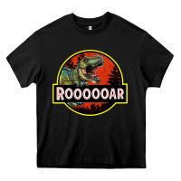 Black t rex roaring Heavy Core Tee - RanaPortraitStore