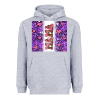 Heather Grey purple leopard pink mama hearts Heavyweight Hoodie - AdoDesignShop