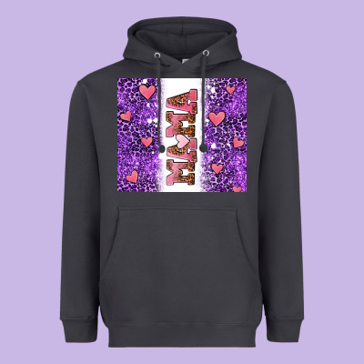 Purple Leopard Pink Mama Hearts Heavyweight Hoodie Designed By Adodesignshop