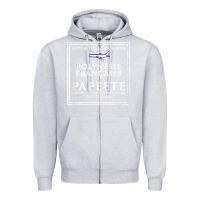 Heather Grey papeete tahiti passport stamp vacation travel t shirt Zipper Hoodie - maiPhamDesign