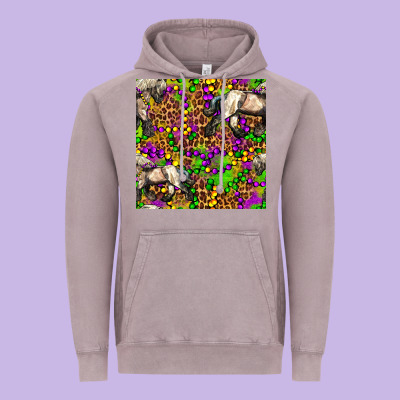 Mardi Gras Leopard Horse Seamless Pattern Vintage Hoodie Designed By Fadigitalartstudio