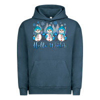 Pigment Midnight Navy snowman hello winter Urban Hoodie - JahusDesignShop