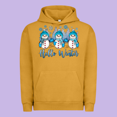 Snowman Hello Winter Urban Hoodie Designed By Jahusdesignshop
