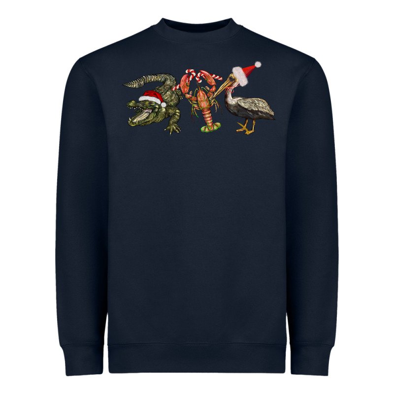 Christmas Alligator Pelican Crawfish Heavyweight Sweatshirt by BarkalooDesign | Teevron