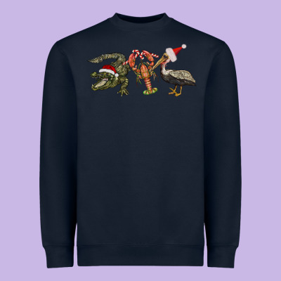 Christmas Alligator Pelican Crawfish Heavyweight Sweatshirt Designed By Barkaloodesign