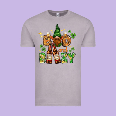 St. Patrick's Bad And Boozy With Gnome Vintage Tee Designed By Howdyjamesfarm