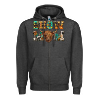 Charcoal Heather show mom scottish cattle Zipper Hoodie - BarkalooDesign