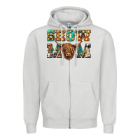 Dove Grey show mom scottish cattle Zipper Hoodie - BarkalooDesign
