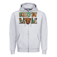 Heather Grey show mom scottish cattle Zipper Hoodie - BarkalooDesign