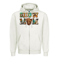 Oatmeal Heather show mom scottish cattle Zipper Hoodie - BarkalooDesign