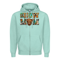 Seafoam show mom scottish cattle Zipper Hoodie - BarkalooDesign