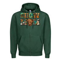 Sports Green show mom scottish cattle Zipper Hoodie - BarkalooDesign