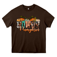 Chocolate Brown western howdy pumpkin Heavy Core Tee - NancyCooperArtShop