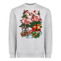 Heather Grey Christmas flamingo Heavyweight Sweatshirt - BarkalooDesign