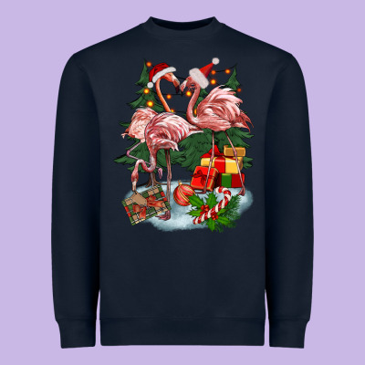 Christmas Flamingo Heavyweight Sweatshirt Designed By Barkaloodesign