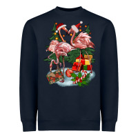 Navy Christmas flamingo Heavyweight Sweatshirt - BarkalooDesign