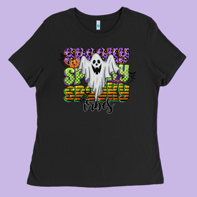 Spooky Spooky Spooky Vibes Ladies Tee Designed By Cowgirlartshop