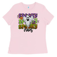 Bubblegum Pink spooky spooky spooky vibes Ladies Tee - CowGirlArtShop