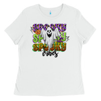 White spooky spooky spooky vibes Ladies Tee - CowGirlArtShop