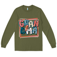 Army Green 4th of July grandma with lightning bolt Long Sleeve Tee - FaDigitalArtStudio
