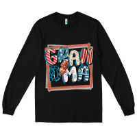 Black 4th of July grandma with lightning bolt Long Sleeve Tee - FaDigitalArtStudio